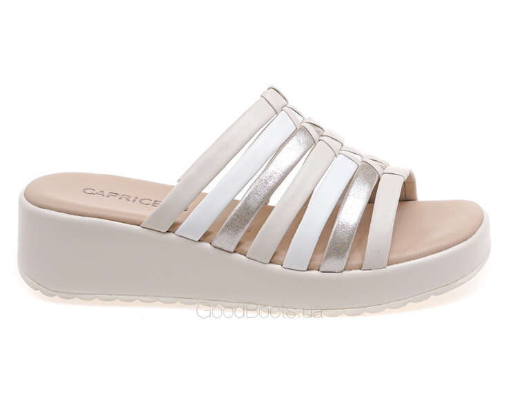 CAPRICE Mule Compensée 9-27201-42 Largeur G - Sandales Élégantes Talon 75 Mm Raphia